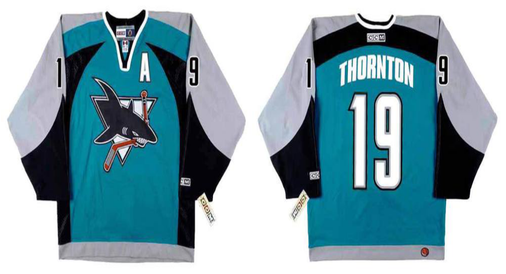 2019 Men San Jose Sharks #19 Thornton blue CCM NHL jersey 